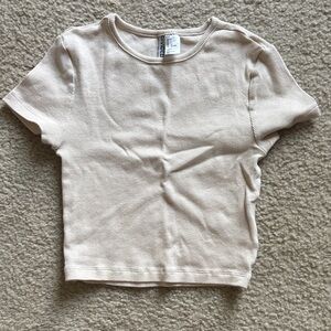 H&M Cream Ribbed Knit Top